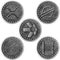 Grunge Crypto Silver Coin, Token Set - XRP, XLM, QNT, HBAR, DAG