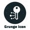 Grunge Cryptocurrency key icon isolated on white background. Concept of cyber security or private key, digital key with