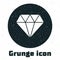 Grunge Diamond icon isolated on white background. Jewelry symbol. Gem stone. Monochrome vintage drawing. Vector
