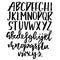 Grunge distress font. Modern dry brush ink letters. Handwritten alphabet. Vector illustration.