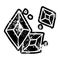 grunge distressed icon of some ruby gems