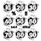 Grunge dozen of numerals in splashes icon set