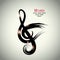 Grunge drawing black clef with brushwork and bird shape