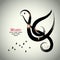 Grunge drawing black clef with brushwork and bird shape