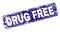 Grunge DRUG FREE Framed Rounded Rectangle Stamp
