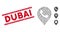 Grunge Dubai Line Seal with Mosaic Phone Receiver Marker Icon