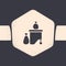 Grunge Dumpsters being full with garbage icon isolated on grey background. Garbage is pile lots dump. Garbage waste lots