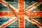 Grunge filtered,United Kingdom flag on brick.