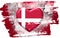 Grunge flag of Denmark with love and stars