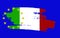 Grunge flag of Italy with love and stars