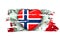 Grunge flag of Norway with love and stars