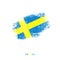 Grunge Flag Of Sweden. Isolated on White Background