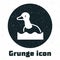 Grunge Flying duck icon isolated on white background. Monochrome vintage drawing. Vector