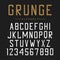 Grunge font design. Textured alphabet with cracks and scratches. Vintage typography typeface.