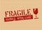 Grunge Fragile sign stamp on cardboard box for logistics or cargo. Vector illustration