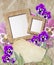Grunge frame with pansy and paper