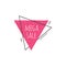Grunge geometric badge with Mega sale sign - scratched pink triangular graphic shape.