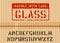 Grunge glass box sign on piece of cardboard for cargo and alphabet. Fragile. Vector illustration