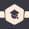 Grunge Graduation cap on globe icon isolated on grey background. World education symbol. Online learning or e-learning