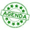 Grunge green agenda word with star icon rubber stamp on white background