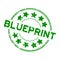 Grunge green blueprint word round rubber seal stamp on white background