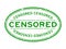 Grunge green censored word oval rubber stamp on white background