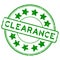 Grunge green clearance word with star icon round rubber stamp on white background