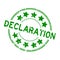 Grunge green declaration word round rubber stamp on white background
