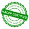 Grunge green HACCP Hazard analysis and critical control points certified word round rubber stamp on white background
