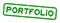 Grunge green portfolio word square rubber stamp on white background