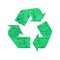 Grunge green recycling symbol of industrial metal