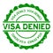 Grunge green visa denied word round rubberl stamp on white background