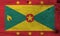Grunge Grenadian flag texture, red border with six Gold star, Gold and green triangles with red disk.