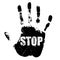 Grunge hand print, stop sign