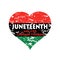 Grunge heart with Juneteenth flag inside.  Freedom Day, Jubilee Day, Liberation Day, Emancipation Day