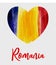 Grunge heart Romania flag background