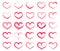 Grunge heart set. Collection of hand drawing hearts with different tools like brushes