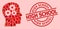 Grunge High School Badge and Red Valentine Brain Gears Mosaic