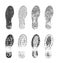 Grunge human shoe print shoe mark vector illustration set
