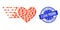 Grunge I Love Friend Round Seal Stamp and Fractal Love Heart Icon Mosaic