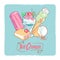 Grunge ice cream banner design - vintage dessert card