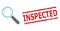 Grunge Inspected Seal Stamp and Halftone Dotted Magnifier
