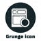 Grunge Kitchen dishwasher machine icon isolated on white background. Monochrome vintage drawing. Vector Illustration