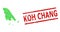 Grunge Koh Chang Stamp Imitation and Green Customers and Dollar Mosaic Map of Koh Chang