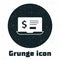 Grunge Laptop with dollar icon isolated on white background. Sending money around the world, money transfer, online