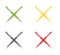 Grunge letter X of different colors. Icon of confirmation or rejection. Vector element of the test icon.