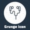 Grunge line Air headphones icon icon isolated on grey background. Holder wireless in case earphones garniture electronic