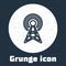 Grunge line Antenna icon isolated on grey background. Radio antenna wireless. Technology and network signal radio