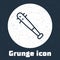 Grunge line Baseball bat with nails icon isolated on grey background. Violent weapon. Monochrome vintage drawing. Vector