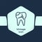 Grunge line Broken tooth icon isolated on blue background. Dental problem icon. Dental care symbol. Monochrome vintage